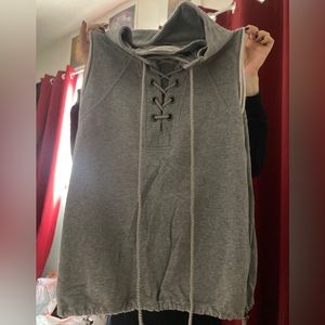 Free People grey lace up tie sweater vest